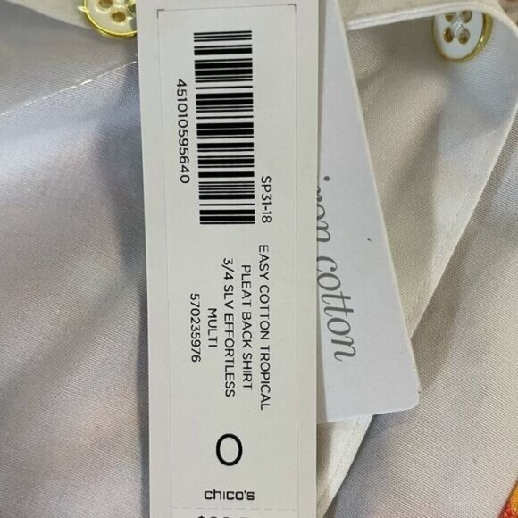 Chico's Tropical Pleat Back Shirt Top 0 Small NWT - Picture 7 of 8